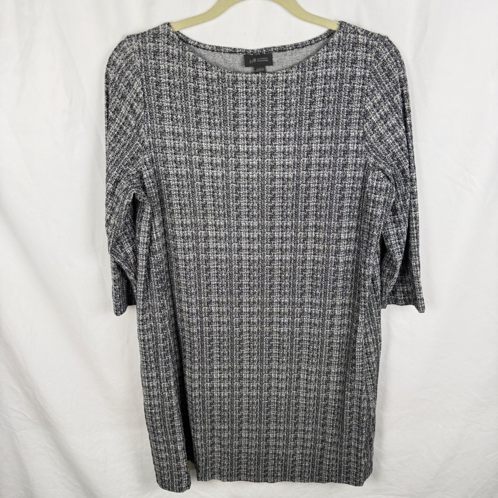 J. Jill Wearever Black White Textured Knit Pullover Shift Dress MP Career Office
